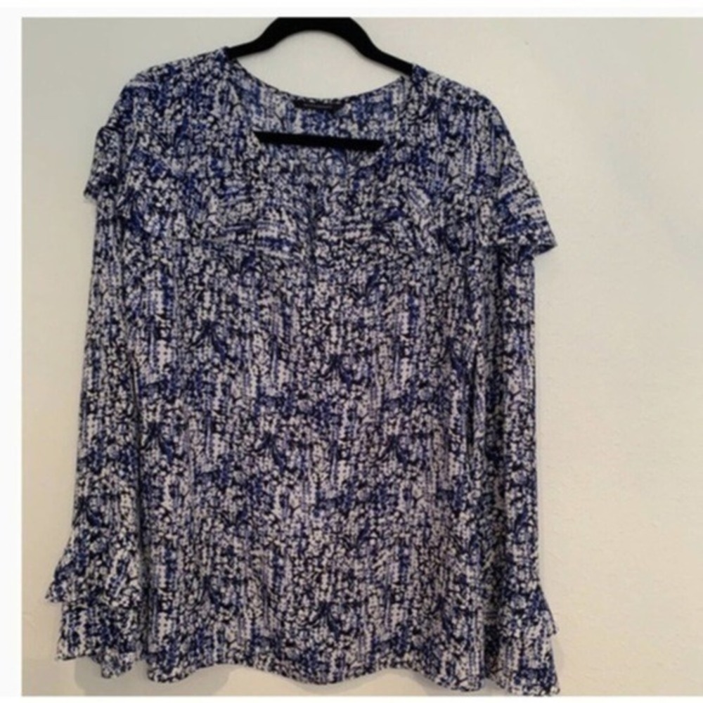 Banana Republic Black And Blue‎ Print Blouse Sz M